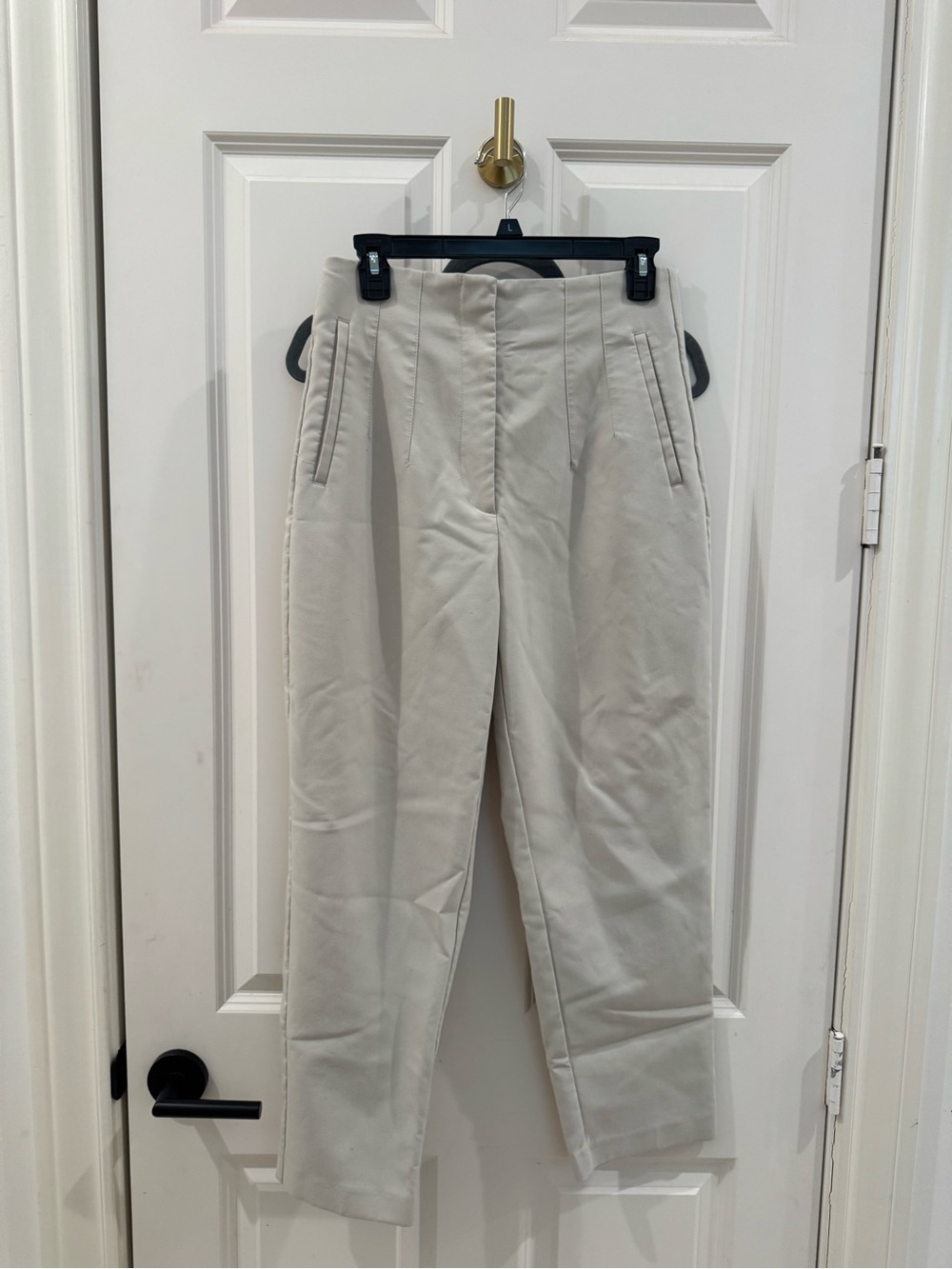 Zara Women's High-Rise Straight Leg Pants - Cream
